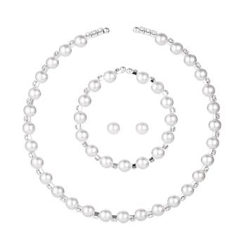 【RJ New York】復古珍珠簡約時尚耳環手環項鍊三件組(白色)