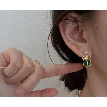 925純銀綠色獨特耳環