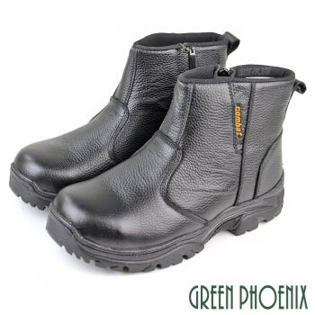 GREEN PHOENIX 男 鋼頭鞋 工作鞋 高筒靴 專業機能 真皮 透氣 防穿刺 寬楦N-10590