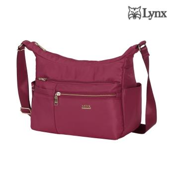 【Lynx】多口袋/多夾層/船型設計側背包/斜背包-酒紅色