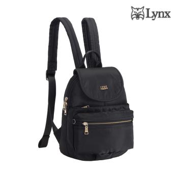 【Lynx】輕巧/多口袋/掀蓋設計後背包-黑色
