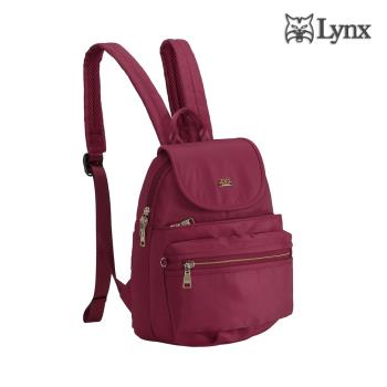 【Lynx】輕巧/多口袋/掀蓋設計後背包-酒紅色