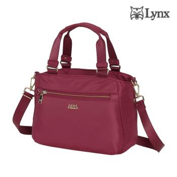 【Lynx】2way多夾層手提、斜背兩用女包-酒紅色