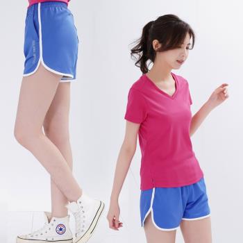 【遊遍天下】MIT女款彈性吸排防曬慢跑運動機能短褲GP1012藍色