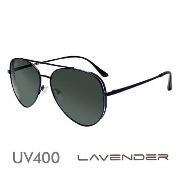 Lavender偏光片太陽眼鏡 造型雙框飛官-金屬霧黑P5119-C2