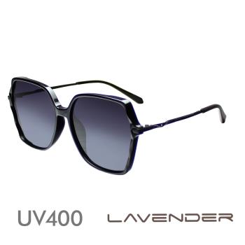 Lavender偏光片太陽眼鏡 時尚幾何高雅小水鑽鏡腳-神秘黑紫12140-C1