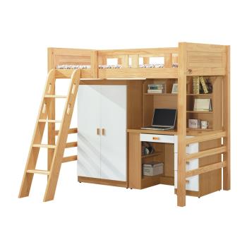 Boden-威森3.5尺單人多功能雙層/高層床組-加高款(床架+衣櫃+書桌)