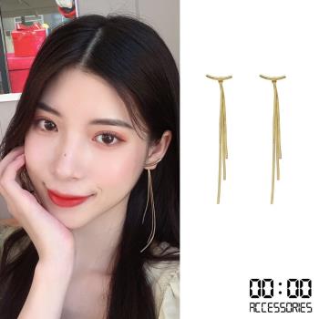 【00:00】韓國設計S925銀針個性歐美長流蘇耳環