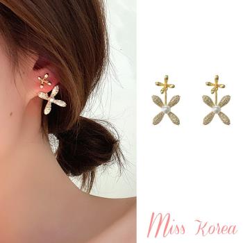 【MISS KOREA】韓國設計氣質珍珠滿鑽花朵華麗耳環