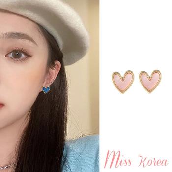 【MISS KOREA】韓國設計S925銀針甜美小愛心氣質耳釘 (2色任選)