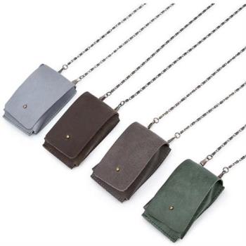 【Jpqueen】風味刷舊雙層牛皮鍊條手機零錢包(4色可選)
