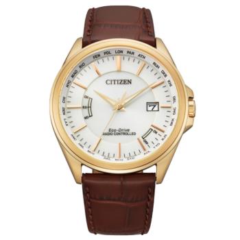 CITIZEN星辰 光動能 經典紳士玫瑰金電波對時腕錶 CB0253-19A