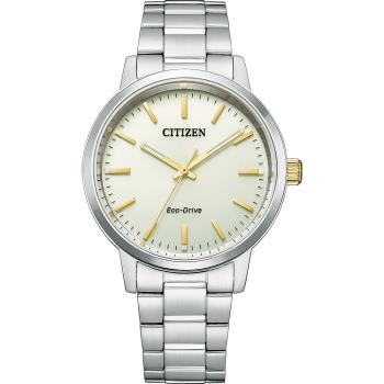 CITIZEN星 PAIR對錶光動能鵝黃優雅情侶錶不鏽鋼錶38.0mm(BJ6541-58P)男款