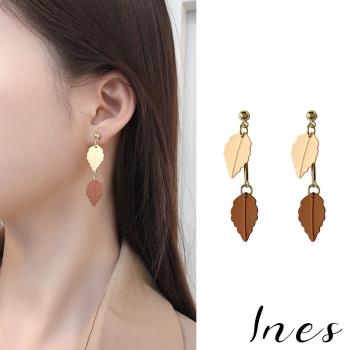 【INES】韓國設計S925銀針復古樹葉造型耳環