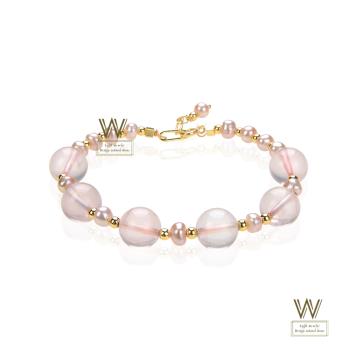 【w-jewelry】粉嫩星光粉晶珍珠手鏈(11040529)