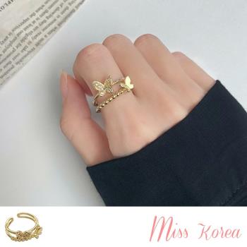 【MISS KOREA】韓國設計細緻微鑲美鑽蝴蝶造型開口戒