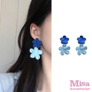 【MISA】韓國設計S925銀針ins風撞色糖果花朵造型耳環