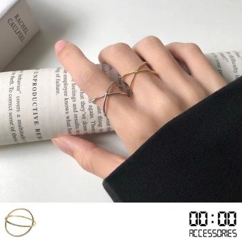 【00:00】韓國設計極簡金屬交叉戒指 (2色任選)