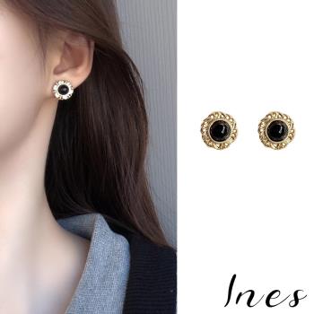 【INES】韓國設計S925銀針氣質簡約縷空寶石耳環