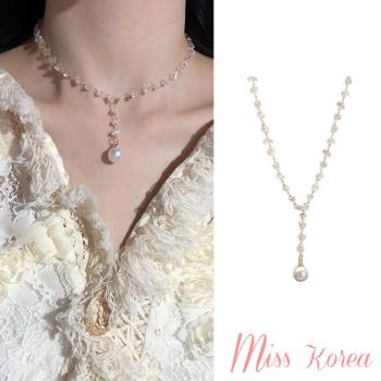 【MISS KOREA】韓國設計唯美氣質水晶珍珠項鍊