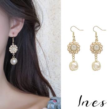 【INES】韓國設計復古巴洛克奢華寶石珍珠造型耳環