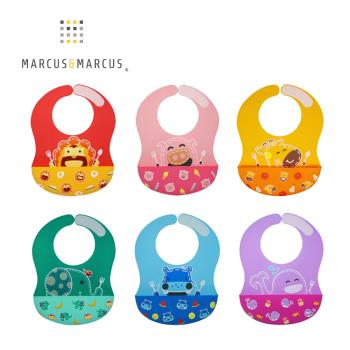 【MARCUS&MARCUS】動物樂園大口袋寬版矽膠立體圍兜(多款任選)