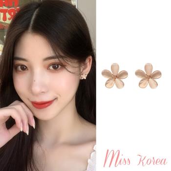 【MISS KOREA】韓國設計S925銀針清新貓眼石甜美花朵耳環