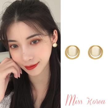 【MISS KOREA】韓國設計S925銀針氣質小巧透亮貓眼石耳環