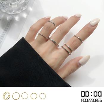 【00:00】韓國設計簡約潮流時尚戒指五件套 (3色任選)