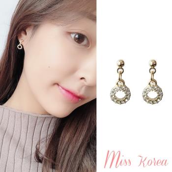 【MISS KOREA】韓國設計S925銀針小巧美鑽圈圈造型耳環