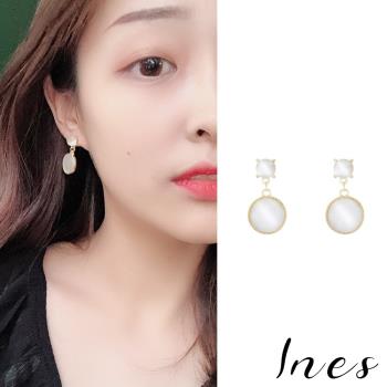 【INES】韓國設計法式復古貓眼石典雅耳環