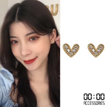 【00:00】韓國設計S925銀針微鑲美鑽小巧愛心耳環
