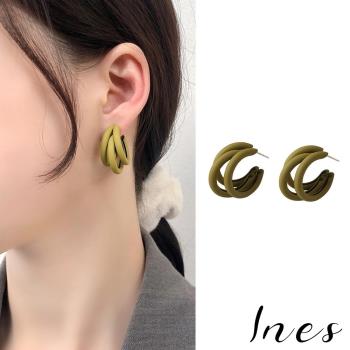 【INES】韓國設計S925銀針法式復古多層次C圈造型耳環 (2色任選)