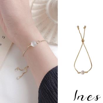 【INES】韓國設計手做水晶貓眼石簡約手鍊