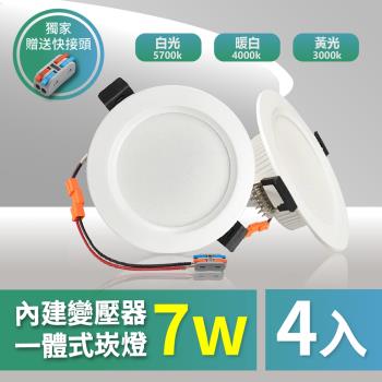 【青禾坊】好安裝系列 歐奇 TK-AE001 OC 7W 7.5cm LED崁燈 保固兩年 (4入)