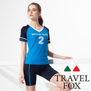 夏之戀TRAVEL FOX 大女短袖長版二件式泳衣C20723