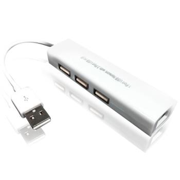 K-Line USB2.0轉RJ45網卡/3 Port USB HUB(白)
