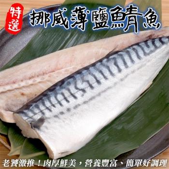 【買20送5】漁村鮮海-嚴選挪威薄鹽鯖魚共25包(約120-140g/片)