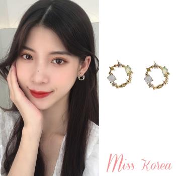 【MISS KOREA】韓國設計S925銀針氣質微鑲寶石美鑽圈圈耳環