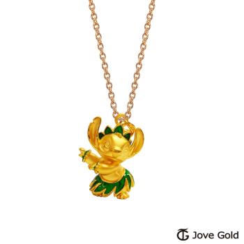 Disney迪士尼系列金飾 立體黃金墜子-草裙舞史迪奇款 送項鍊