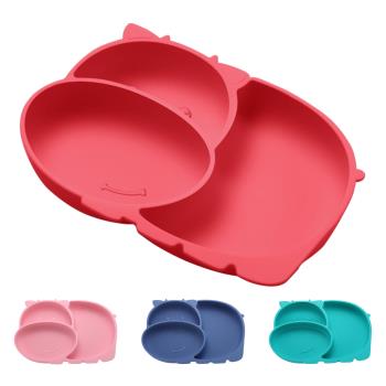 Colorland-寶寶餐具 矽膠分隔餐盤附湯匙組 分隔盤 吸盤式分隔碗 湯匙