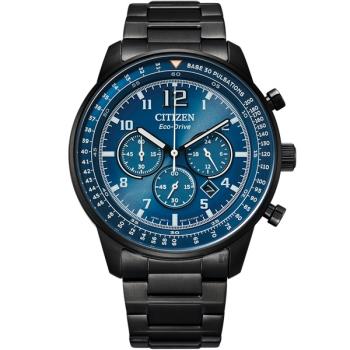 CITIZEN 星辰 光動能紳士計時手錶-黑x藍(CA4505-80L)