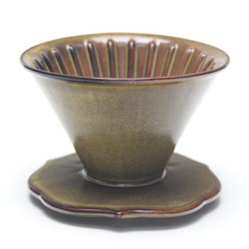 【MILA】手作燒陶自然釉咖啡濾杯02(台灣製造)-茶墨