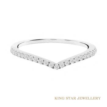 King Star 簡約鑽石18白K金線戒
