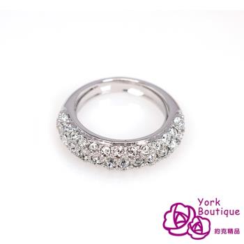 【約克精品】轉動幸福施華洛元素晶鑽包銠白金戒指(SGS認證)