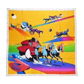 HERMES Space Derby scarf 90太空德比真絲方巾(黃)