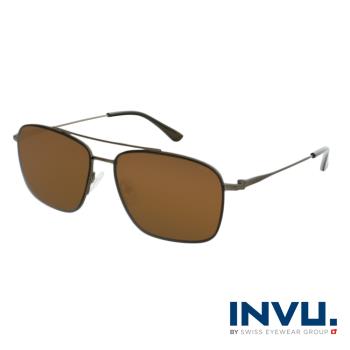 【INVU】瑞士極細簡約飛行員偏光太陽眼鏡(槍色) P1103B