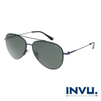 【INVU】瑞士極細水滴型飛行員偏光太陽眼鏡(鐵灰) P1104A