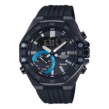 【CASIO 卡西歐】EDIFICE 藍牙智慧錶 雙顯 男錶 橡膠錶帶 防水100米(ECB-10PB-1A)