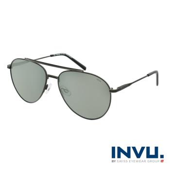 【INVU】瑞士雙槓飛行員系列偏光太陽眼鏡(槍色 B1105D)